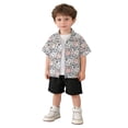 thumbnail image 2 of ITSAME Boys Outfit 2-Piece, Lapel Button Up Printed Top and Elastic Waist Shorts Summer Fashion Casual Set Pink Size 1-2T, 2 of 7