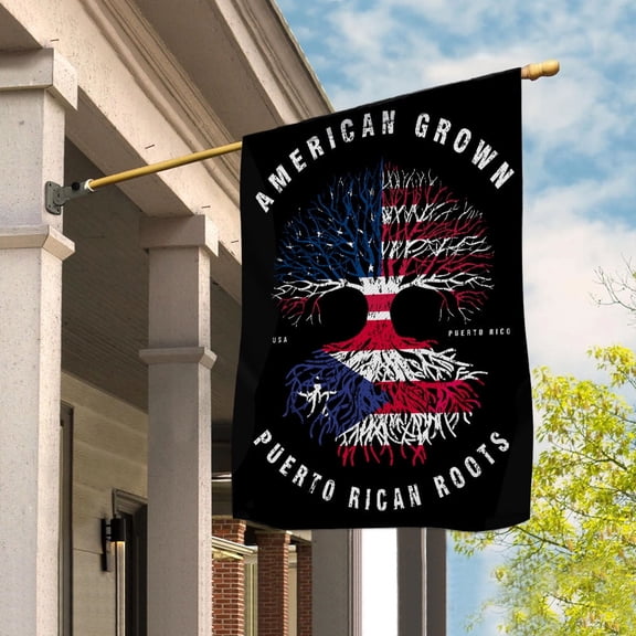 American Grown Puerto Rican Roots Puerto Rico Flag Souvenir friendship Proud House Flag, Double-Sided Decorative Outdoor Flag, Patriotic Polyester Yard Flag 29.5 x 39.5 in