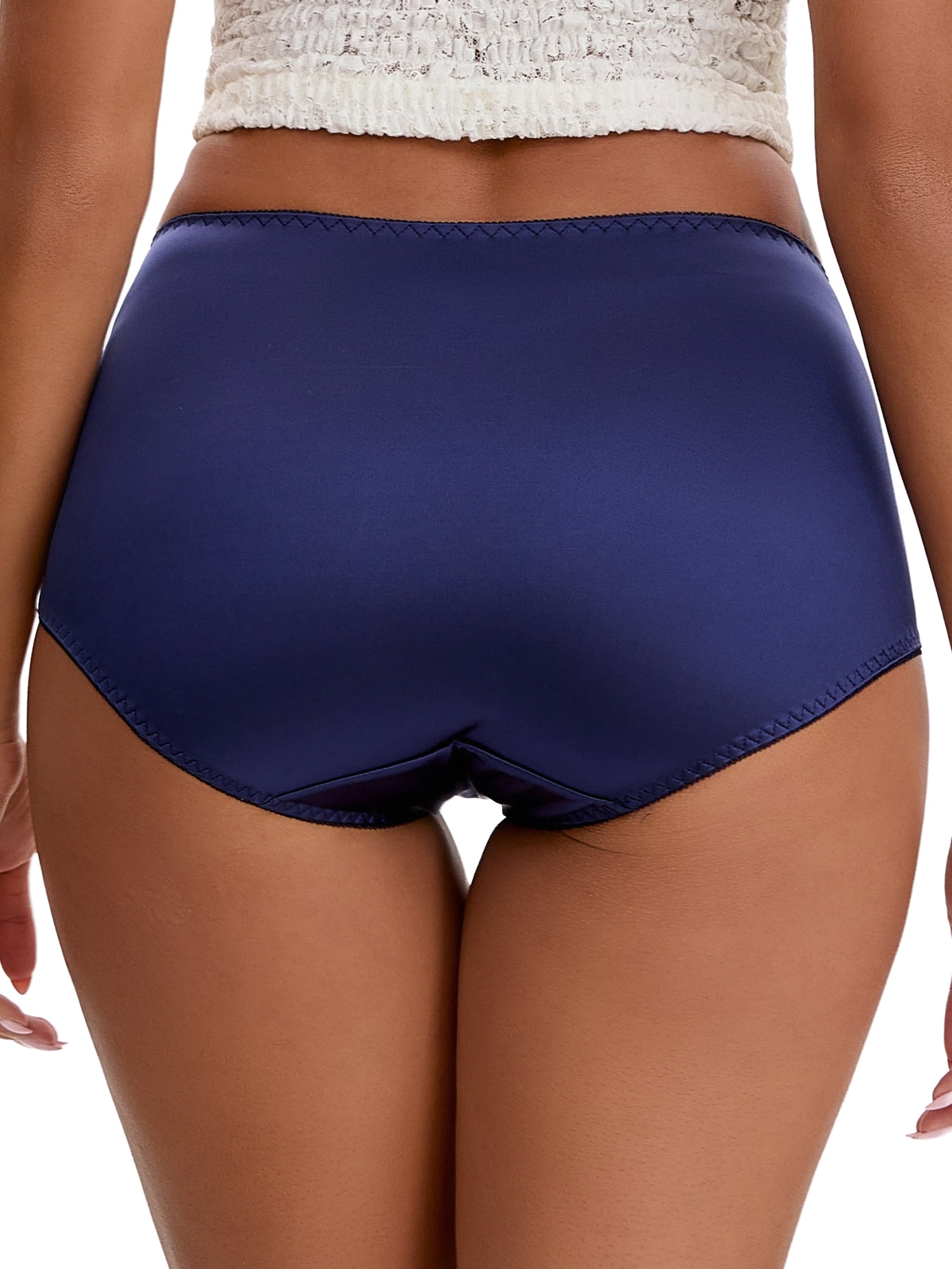 Unique Bargains Women's Floral Lace Breathable Mid Rise Underpants XL Blue