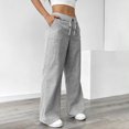 thumbnail image 6 of Womens Striped Cotton Linen Pants Low Rise Wide Leg Trendy Drawstring Elastic Waist Casual Trouser With Pockets, 6 of 7