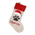 thumbnail image 2 of Angmile Christmas Sock Gift Bag Cat Dog Paw Christmas Tree Pendant Pet Hanging Stockings with Fuzzy Plush Doggie Kitty Embroidered for Pets Gifts Bag, 2 of 3