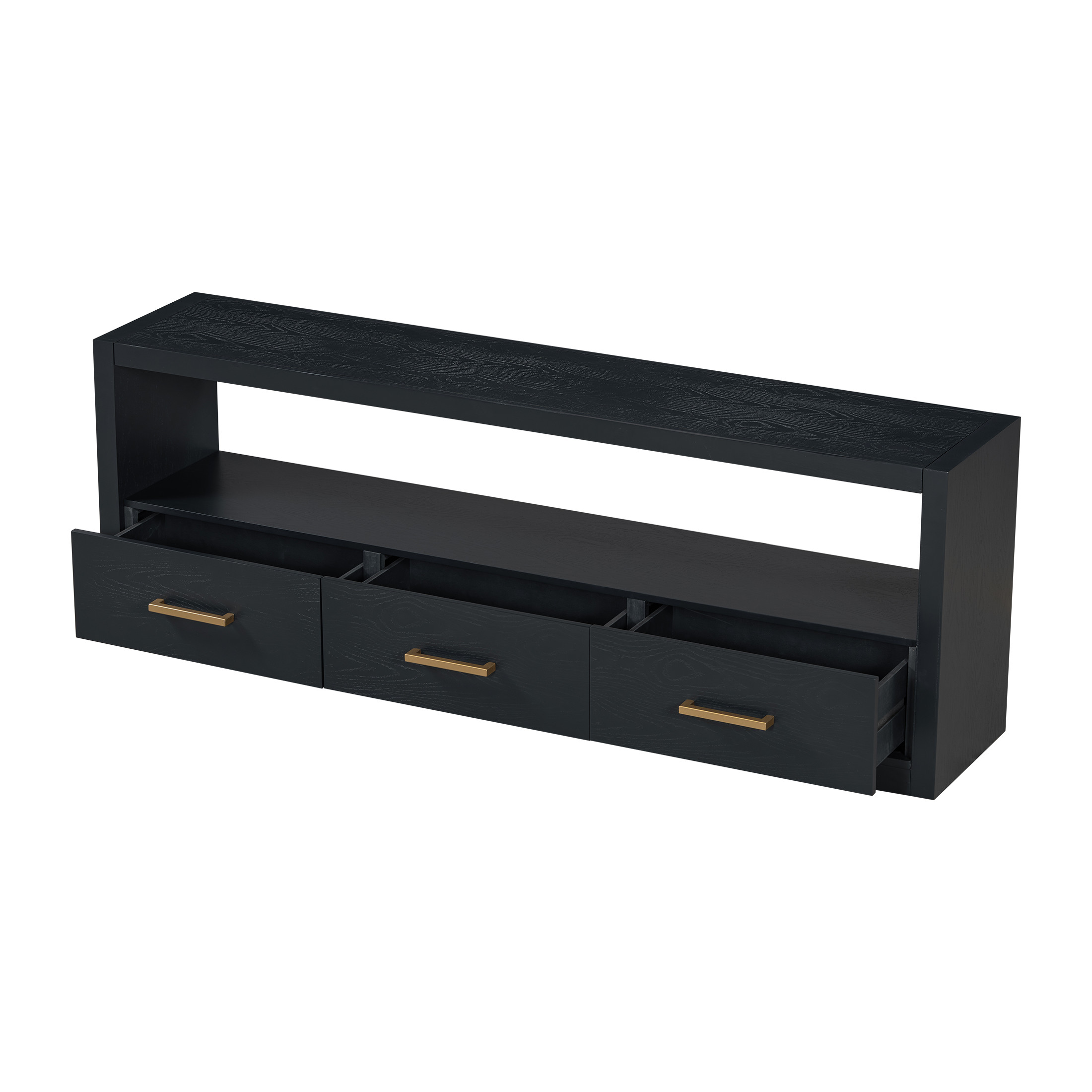 Christopher Knight Home Minimalist TV Stand For TVs up to 80" with 3 Drawers, Black