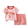thumbnail image 2 of Cethrio Kids Girls Outfit Sets, 2 Piece Graphic Short Sleeve Shirts and Shorts Sets Multicolor Size 1-2 T, 2 of 3