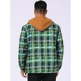 thumbnail image 3 of DARING DIVA Shirt Jacket Drawstring Hooded Plaid Shacket 2XL Green Khaki, 3 of 7