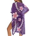 thumbnail image 5 of HELLHERO Purple Floral Long Kimono Swimsuit Cover Up High Quality Fabrics Quick Dry Free Size Women's Kimono Cardigan Cover Up for Beach Enthusiasts, 5 of 6