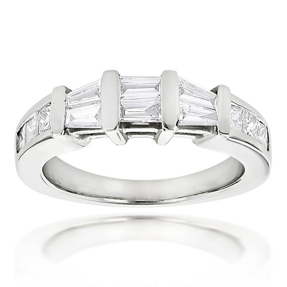 Ladies Princess and Baguette Diamond 14k Wedding Engagement Band (White Gold Size 7)
