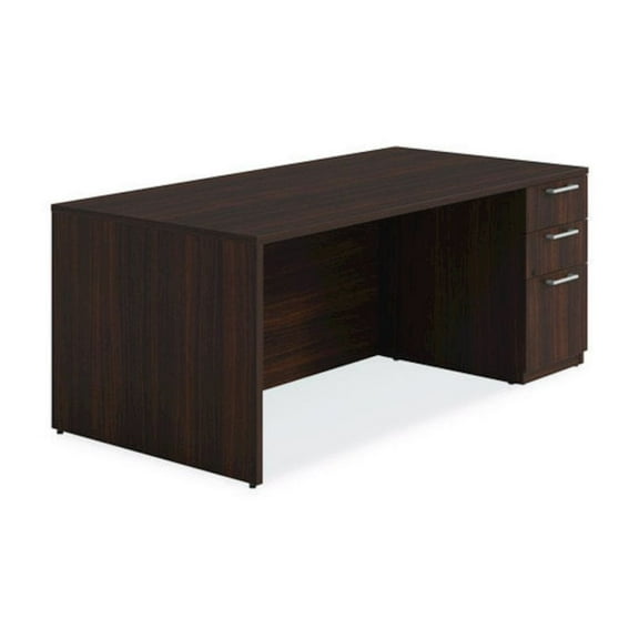 Alera Seville Series Single Pedestal Desk, Right Pedestal, 72" x 36" x 29", Mahogany