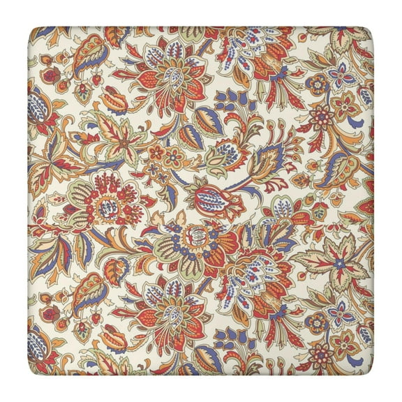 36x36 Square Table Cover in Bohemian Print, Elastic Floral Tablecloth for Outdoor Patio and Indoor Kitchen Dining
