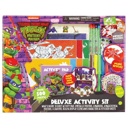 Tara Toy: TMNT Mutant Mayhem – Deluxe Activity Set – Build Your Own Scene Magic Reveal Metallic Posters Teenage Mutant Ninja Turtles Kids Craft Kit
