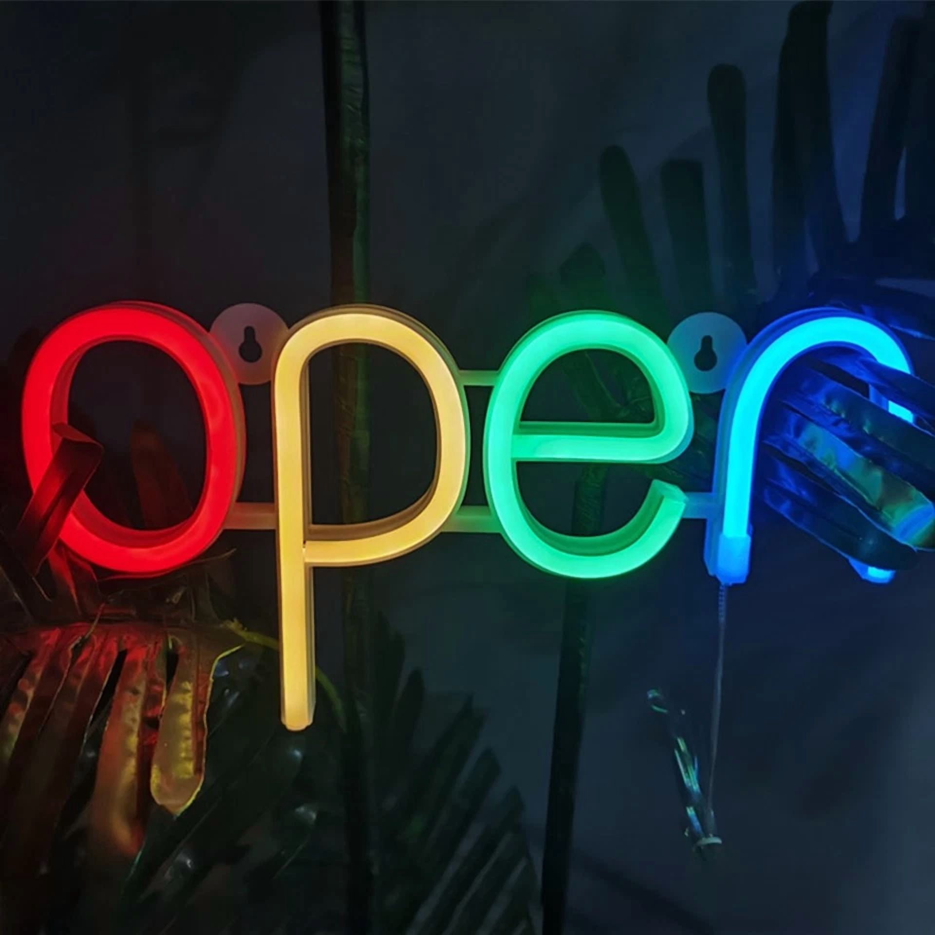 CRESTIN- Window Sign Neon Open Letters And Lights Man Led Signs Lighting Hanging