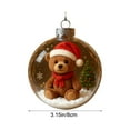 thumbnail image 3 of Transparent Crystal Christmas Ball Ornament 3.15 Inch, Small Animal Figurine with Santa Hat in Snow Globe, Mini Winter Scene Tree Pendant for Holiday Decor, Festive Gift, 3 of 6