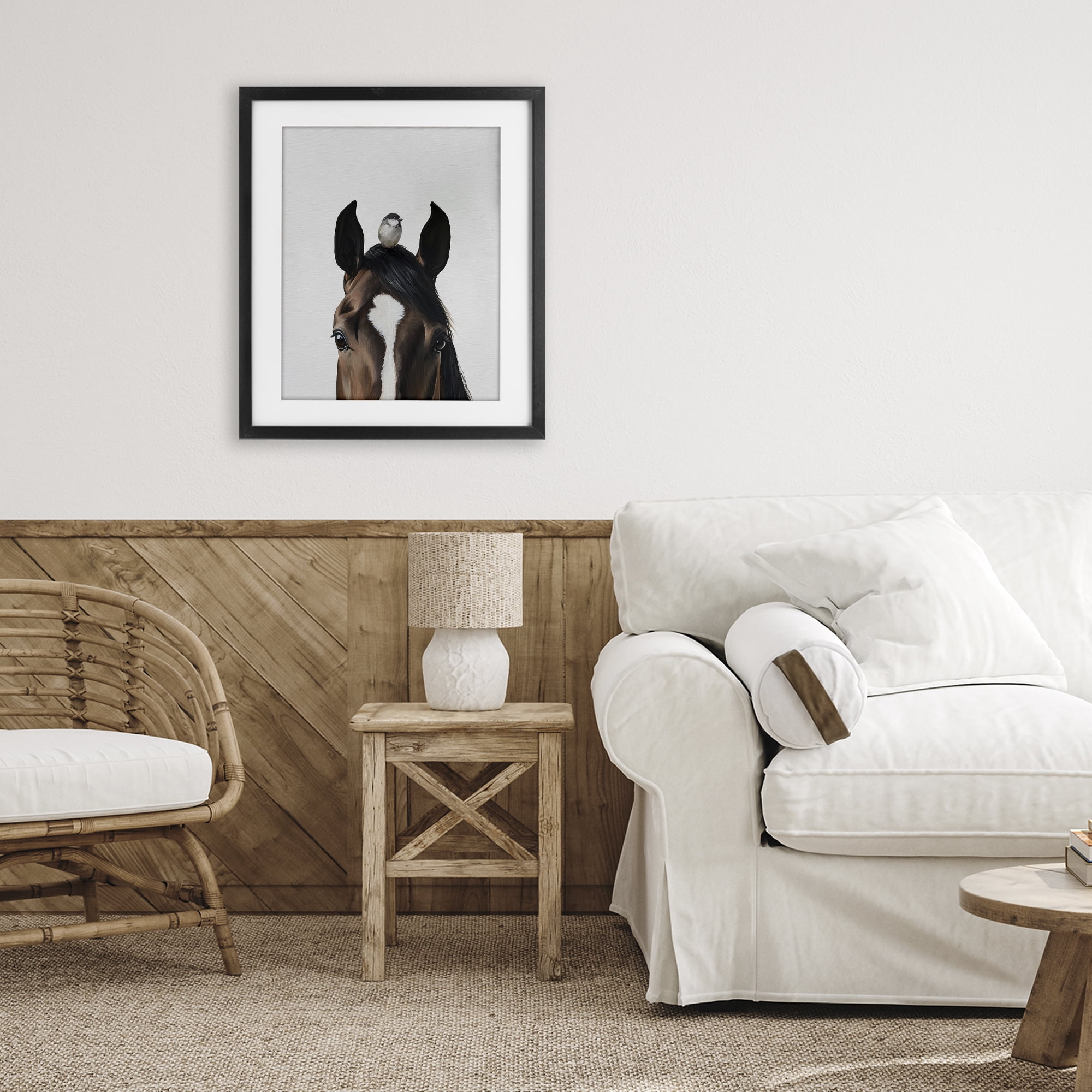 Stupell Industries Quiet Companion Horse & Bird Black Framed Print Under Glass, design by Svetlana Aleynikova