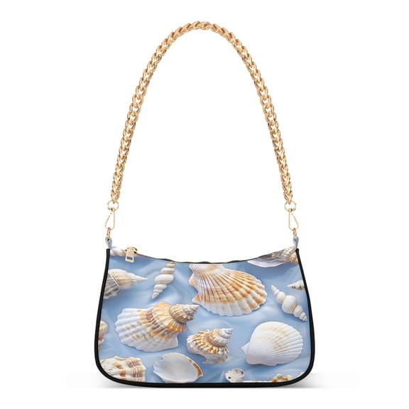 Ryvnso Shell Conch Womens Chain Shoulder Bag Tote Handbags Clutch Hobo Purse with Zipper for Travel