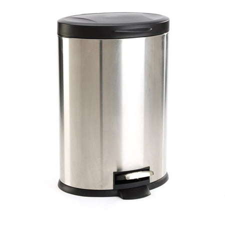 Mainstays Oval 3.2-Gallon Trash Can, Stainless Steel - Walmart.com
