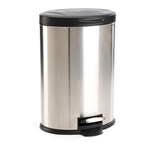 Mainstays Oval 3.2-Gallon Trash Can, Stainless Steel - Walmart.com ...