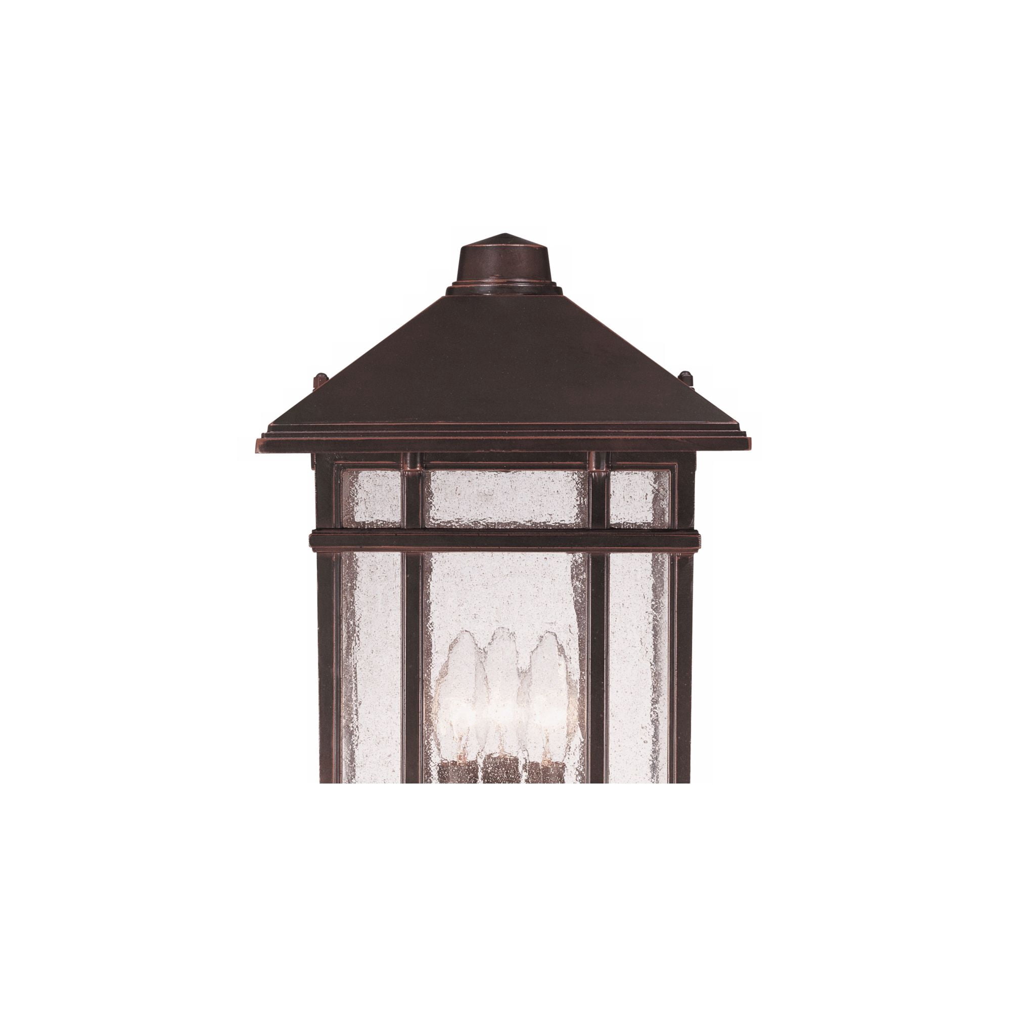 Kathy Ireland Sierra Craftsman Rustic Outdoor Post Light Rubbed Bronze 18" Frosted Seeded Glass Panels for Exterior Barn Deck House Porch Yard Patio