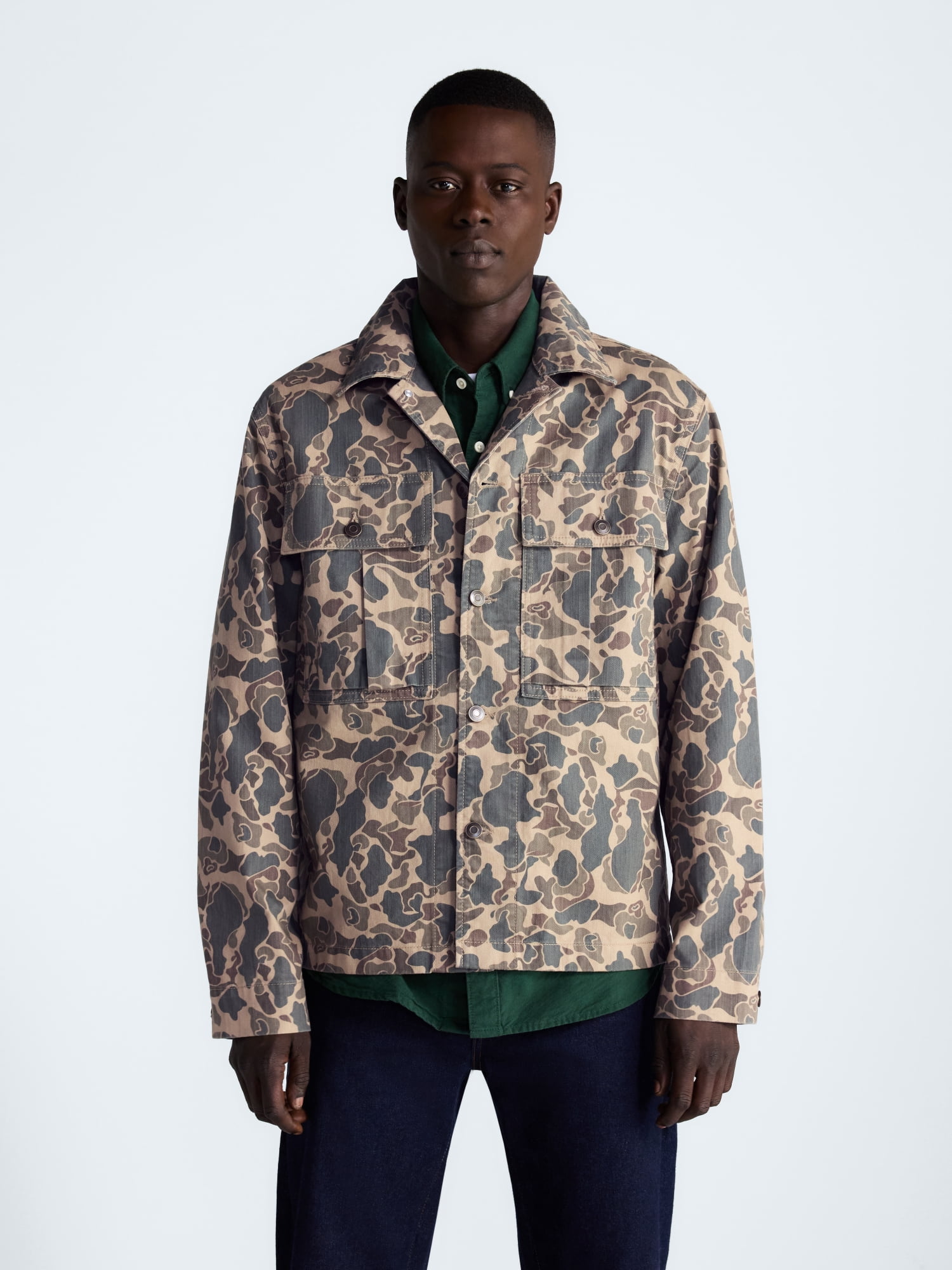 Free Assembly Men's Cotton Camo Utility Jacket, Sizes XS-3XL