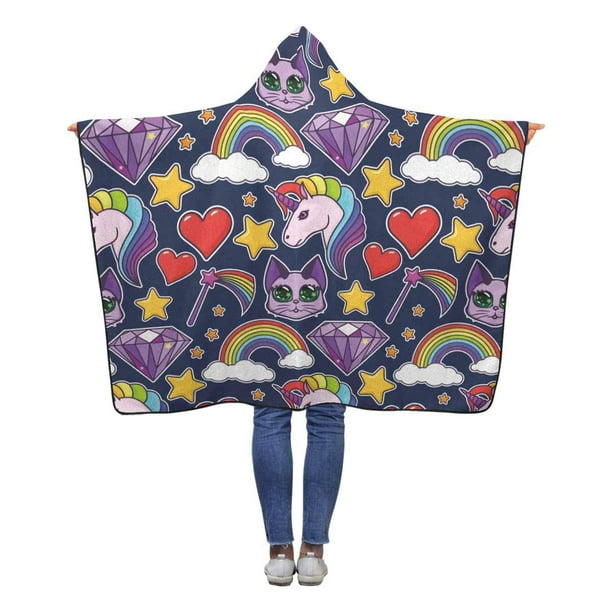ASHLEIGH Rainbow Unicon Wearable Hooded Blanket 50x60 inches Kids Girls