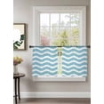 thumbnail image 2 of Sheer Curtains 54 Inch Length 2 Panels Set for Kitchen, Blue White Semi Sheer Curtains for Windows, Modern Abstract Waves Water Ripple Striped Voile Window Treatments Rod Pocket Curtain, 2 of 7