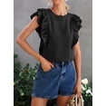 thumbnail image 3 of Roaso Women's Ruffle Sleeve Tank Top Bow Tie Sleeveless Blouse, 3 of 5