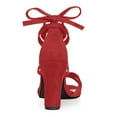 thumbnail image 4 of BLISSFUL STEP Women's Sandals High Block Heels Solid Color Lace up Sandals Red-Black Heel 9, 4 of 7