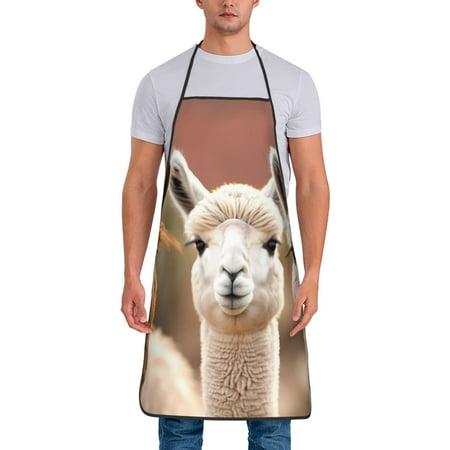 

Jgfou Cute Alpaca in Daze Print Anti-fouling Apron for Men Women Waterproof Oil-Proof Kitchen Apron with Adjustable Straps Pocket and No-Pill No-Fade Fabric