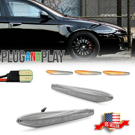 GTINTHEBOX Sequential Clear LED Fender Indicator Blinker Lights for Alfa Romeo 159 Type 939
