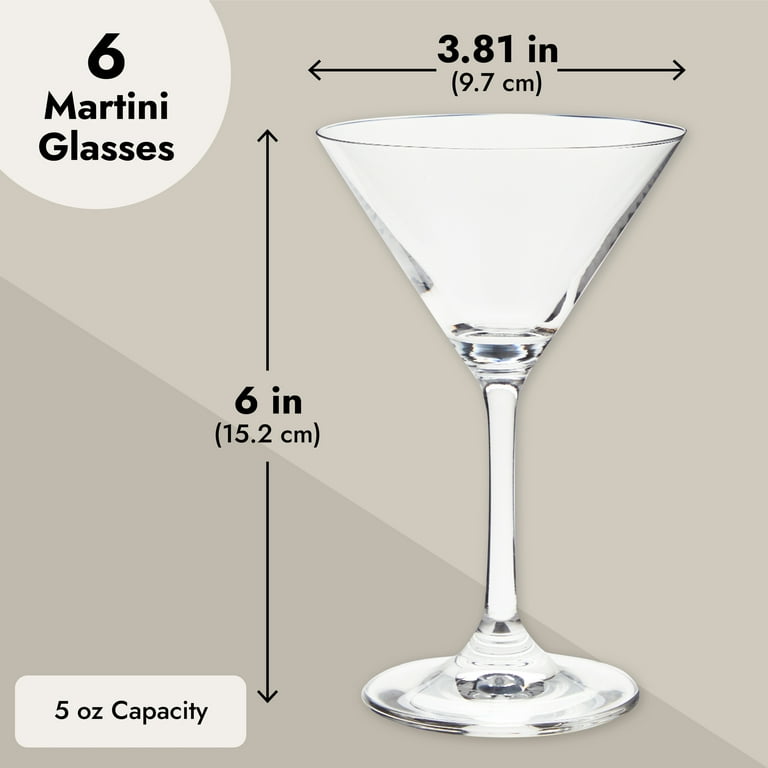 Juvale Set of 6 Small Stem Martini Glasses for Cocktails, Desserts,  Margaritas, Classic Barware Accessories (5oz)