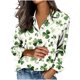 thumbnail image 3 of TaTaai Ladies St. Patrick's Day Print Satin Long Sleeve Button Up Shirt Fashion Lapel Casual Loose Blouse Satin Top for Daily Party Office Vacation Spring Winter Wear Gift, 3 of 5