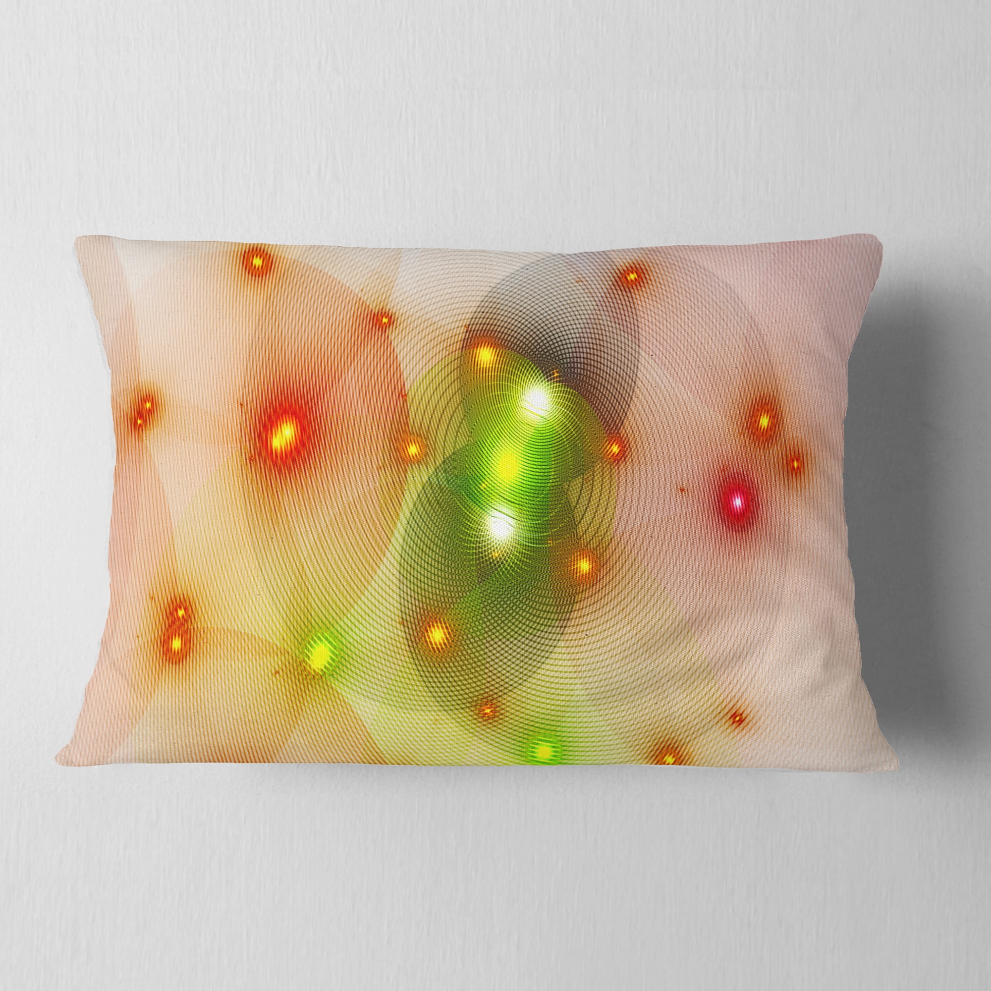 Designart Orange Fractal Lights in Fog - Abstract Throw Pillow - 12x20