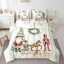 Castle Fairy Xmas Nutcracker 7-Piece Bedding Comforter Set for Teenagers,Lodge Cabin King Bedding Sets,Christmas Tree Ultra Soft Bed Sheets,Breathable Home Decor