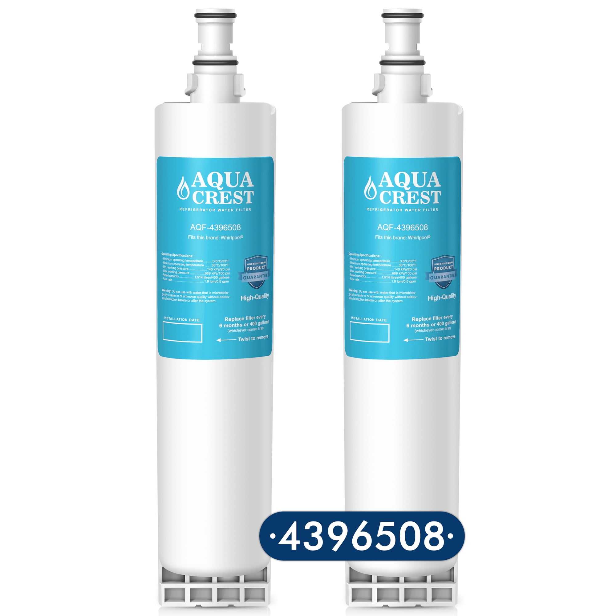 AQUACREST refrigerator water filter Compatible with Whirlpool 4396508, 4396510, 46-9010,EveryDrop Filter 5(Pack of 2)