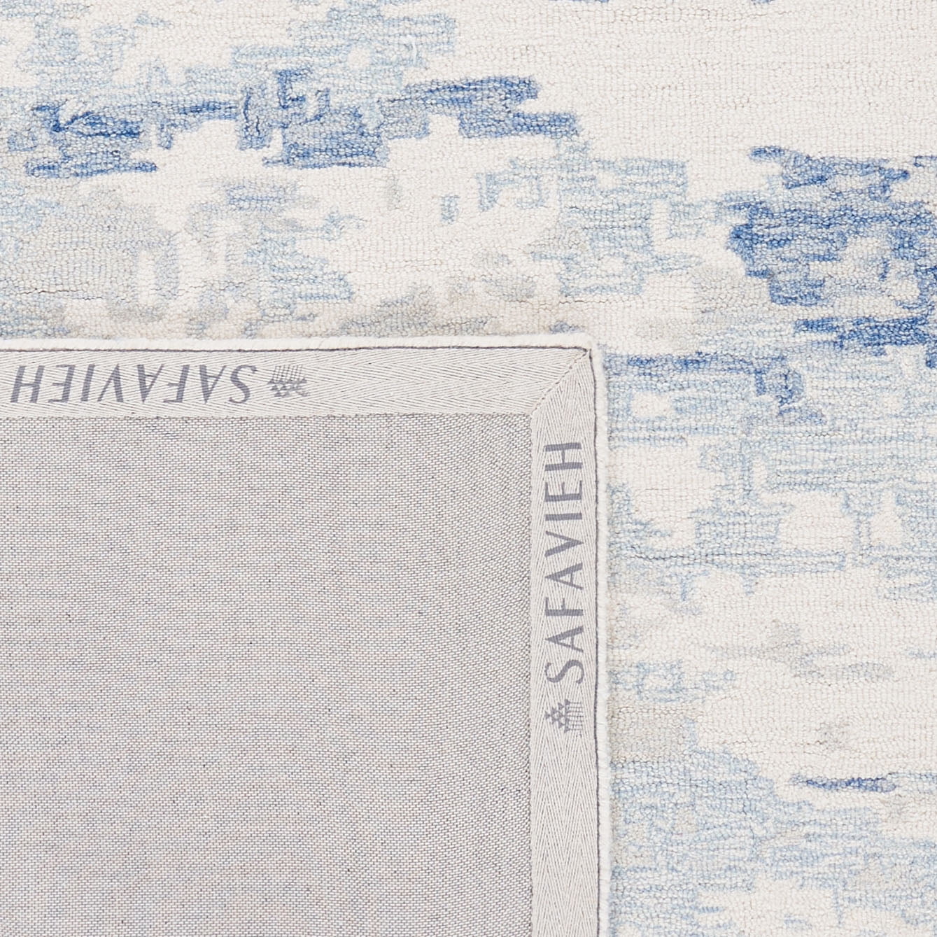 SAFAVIEH Abstract Seachlann Abstract Wool Area Rug, Ivory/Blue, 2' x 3'