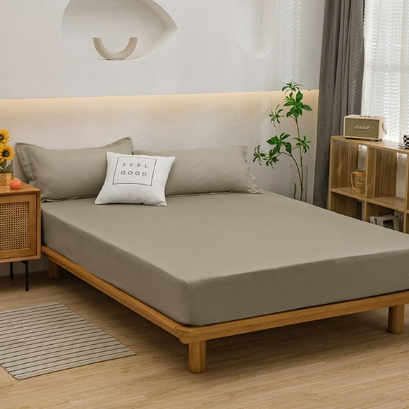 Sábana Bajera Ajustable De Color Liso, Funda Protectora De Colchón De Algodón Lavado Para Cama, Multicolor