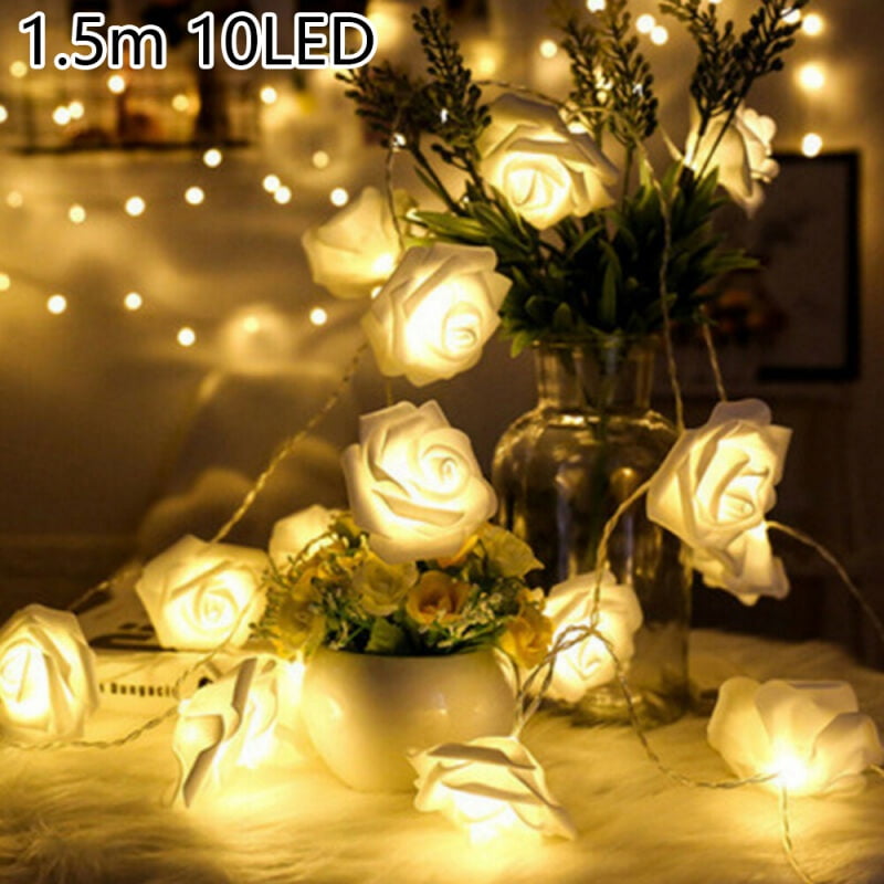 10/20 LED Rose Flower Xmas String Lights Fairy Wedding Christmas Party Garden De