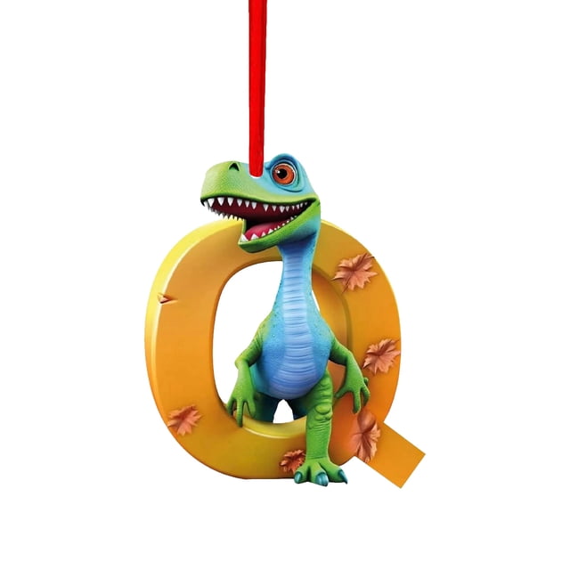 Colgante de dinosaurio con la letra D, decoración navideña, colgante de dinosaurio con la letra D, estilo adorable, decoración festiva para el hogar, regalo único, marco de metal.,Wsvlmg