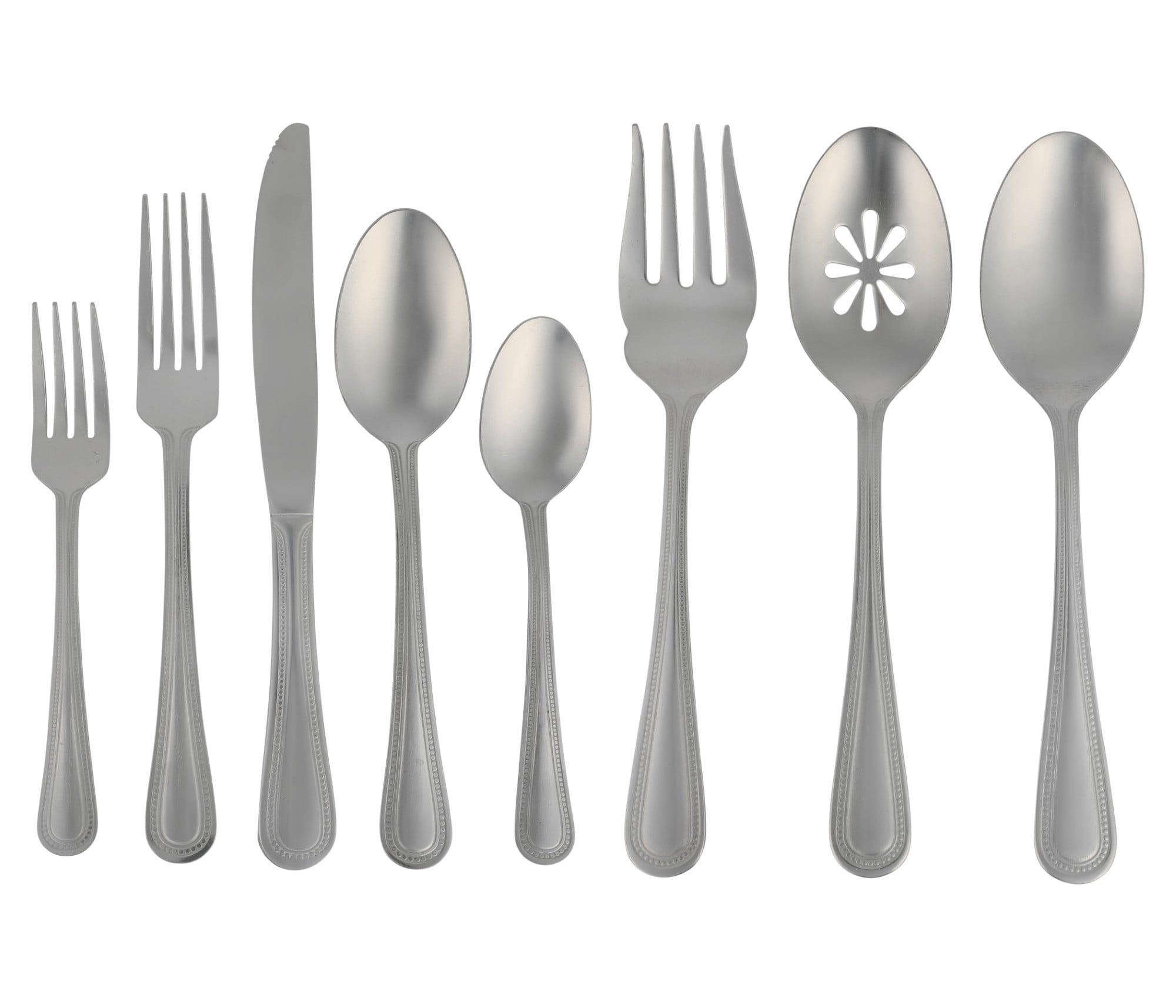 Gibson Home Sinta 87-Piece Stainless Steel Flatware Set with Bead Border Design – Service for 12 Plus Serving Utensils, Polished Silverware, Dishwasher Safe
