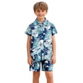 thumbnail image 3 of JUjie Boys 2-Piece Summer Outfit Short-Sleeve Bow Tie Activewear Button Closure Shirt Set Summer Outdoor Clothes Z02Multicolour 5-6 Years, 3 of 6