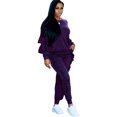 thumbnail image 3 of Conjunto de ropa deportiva de 2Pcs para mujer, pantalones con cordón, sudaderas con capucha, top Chicuu Traje de dos piezas, 3 of 7