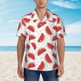 thumbnail image 2 of Fotbe Watermelon Camisa Hawaiana para Hombre Unisex – Camisa Casual de Verano con Botones de Manga Corta de Algodón y Lino,Small, 2 of 7
