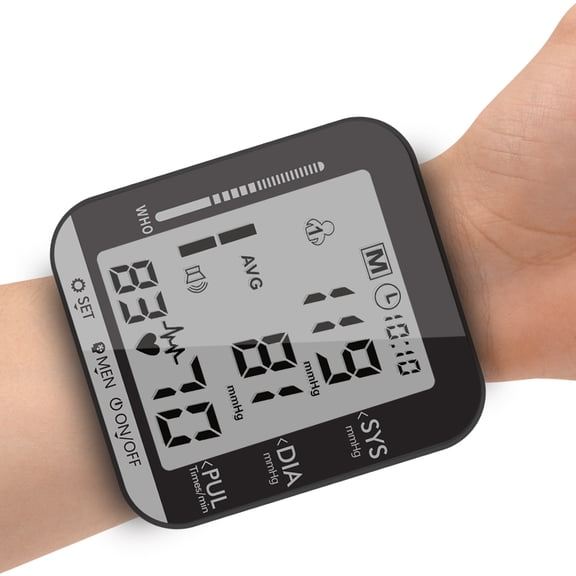 Wrist Blood Pressure Monitor, Large LCD Screen, Comfort Adjustable Wrist Cuff, Dual User Memory Storage, Loud Voice Broadcast, Automatic Digital BP Machine for Home & Travel Health Monitoring