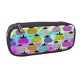 thumbnail image 2 of Lsque Graffiti Pineapples Printed Big Capacity PU Leather Pencil Case Large Pencil Pouch Stationery Pen Bag Pencil Holder for Teen, 2 of 6