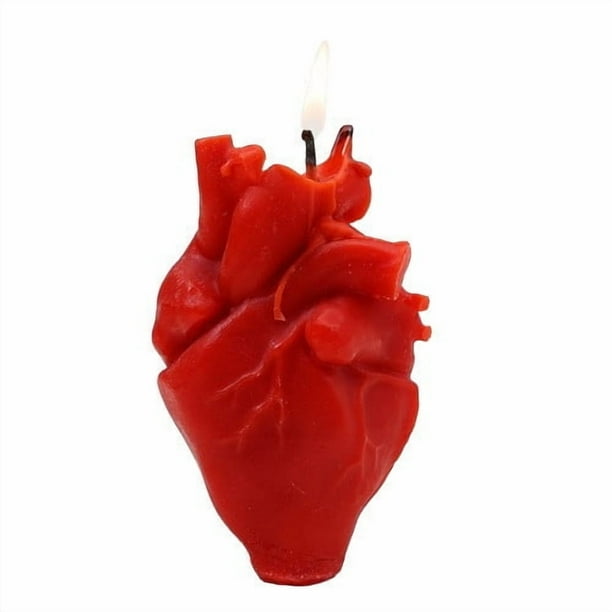 Vela en forma de corazón, adorno natural de cera de abeja con estilo realista, acento decorativo para el salón y la cocina, 6 x 5 x 9 cm