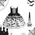 thumbnail image 4 of NIEWTR Halloween Witch Set Cute Girls Kids Girls Trick-Or-Treating Black White Striped Tulle Tutu Dress and Toddler Trick-Or-Treating Outfit for Kids Party, 4 of 9