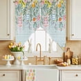 thumbnail image 2 of Easter Eggs Swag Kitchen Curtain Valances, Spring Yellow Pink Floral Leaves Light Green Wood Grain Rod Pocket Curtains Window Treatment Decor Valances for Bedroom Bathroom, 2 Panels 36 x 45 Inch, 2 of 9