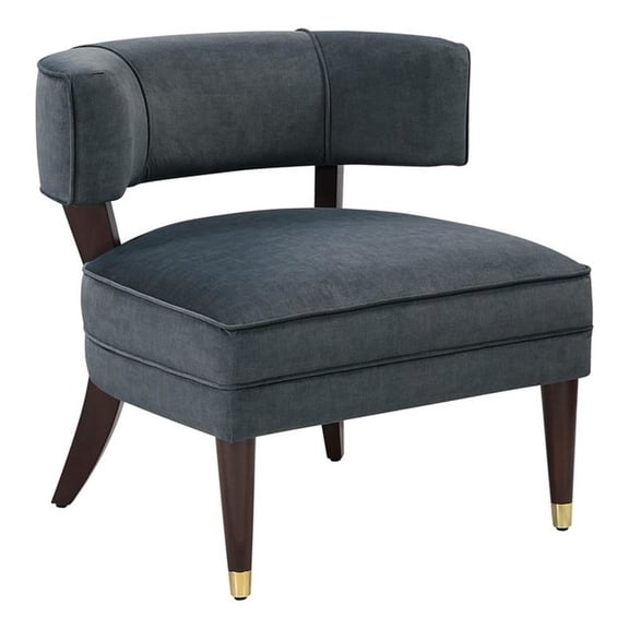 Pemberly Row Contemporary Velvet Accent Chair in Dark Gray Finish