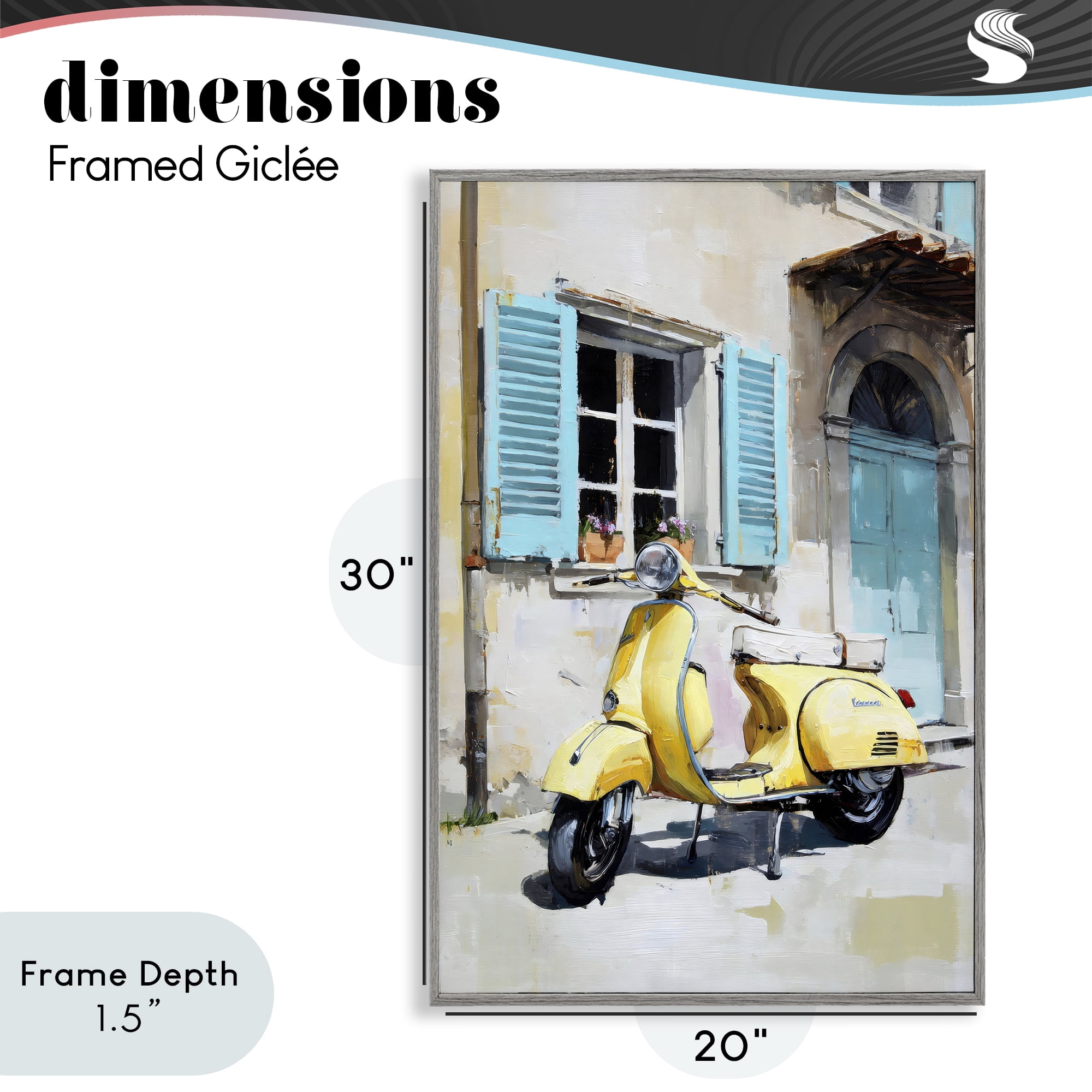 Stupell Industries Sunny Day Scooter Ride Gray Framed Giclee Art, design by Petal Prints Design