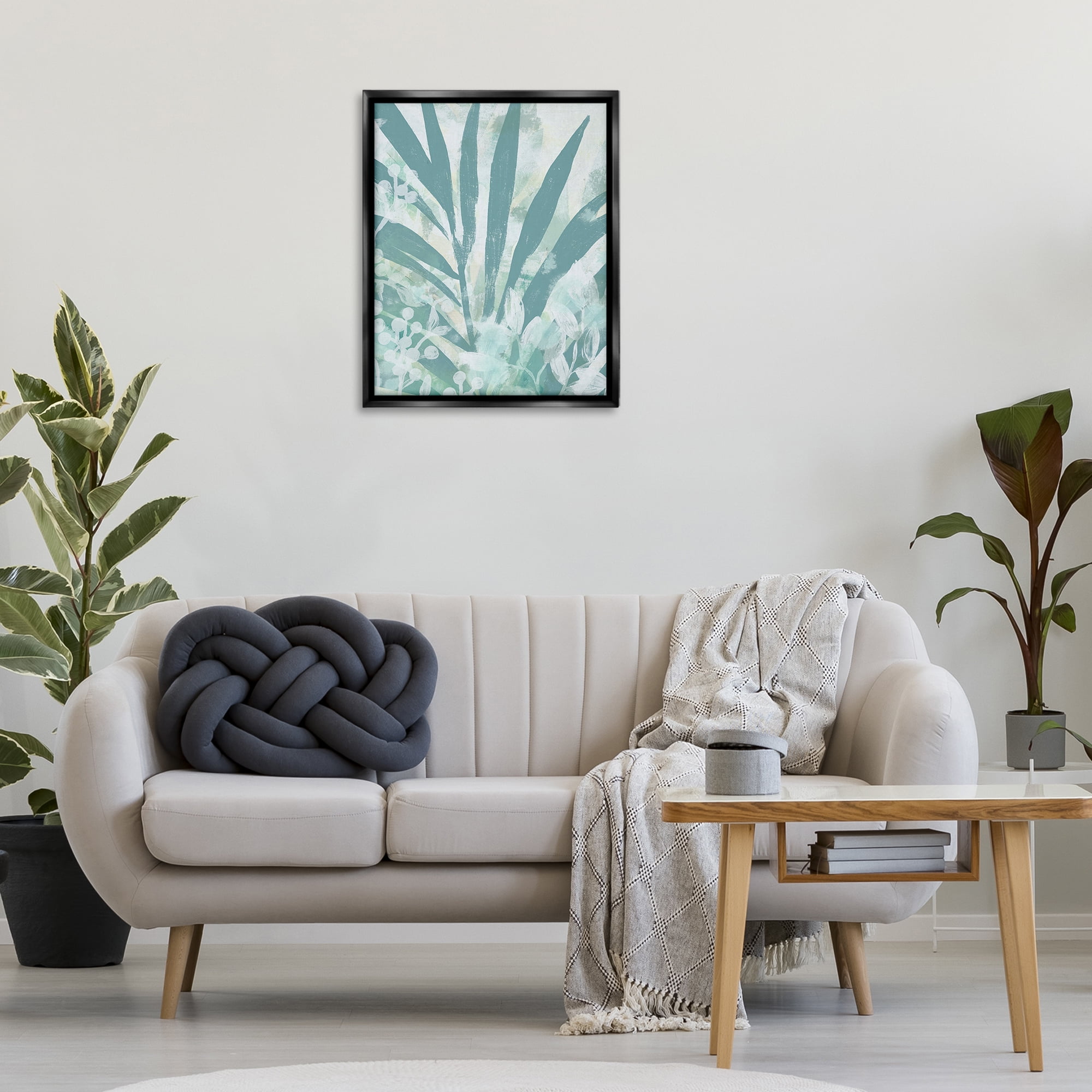 Stupell Industries Palm Frond Splatter Botanical & Floral Painting Black Floater Framed Art Print Wall Art, 25 x 31