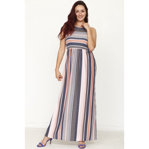 Vintage Stripe Maxi Dress_Plus