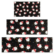 Black Christmas Santa Pattern Kitchen Rugs Sets Of 3,Kitchen Runner Rugs Non Skid Washable,Decorative Kitchen Floor Mats for Kitchen,Sink,Laundry,17"x30"  17"x47"   17"x59"